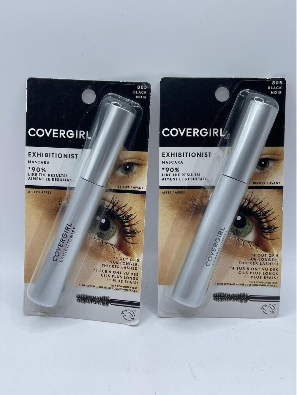 Lot 2 Covergirl Exhibitionist Stretch & Strengthen Washable Mascara  # 805 Black